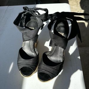 Ugg Lucianna silk tie & leather wedges